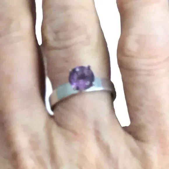 Ring, Amethyst and Sterling Silver Solitaire Ring, size 6.5, NEW, Handmade